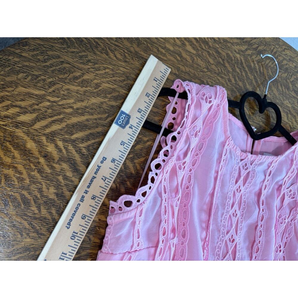 Endless Rose Pink Lace Overlay Dress Round Neck Lined Midi Sleeveless Sz L - Picture 13 of 16